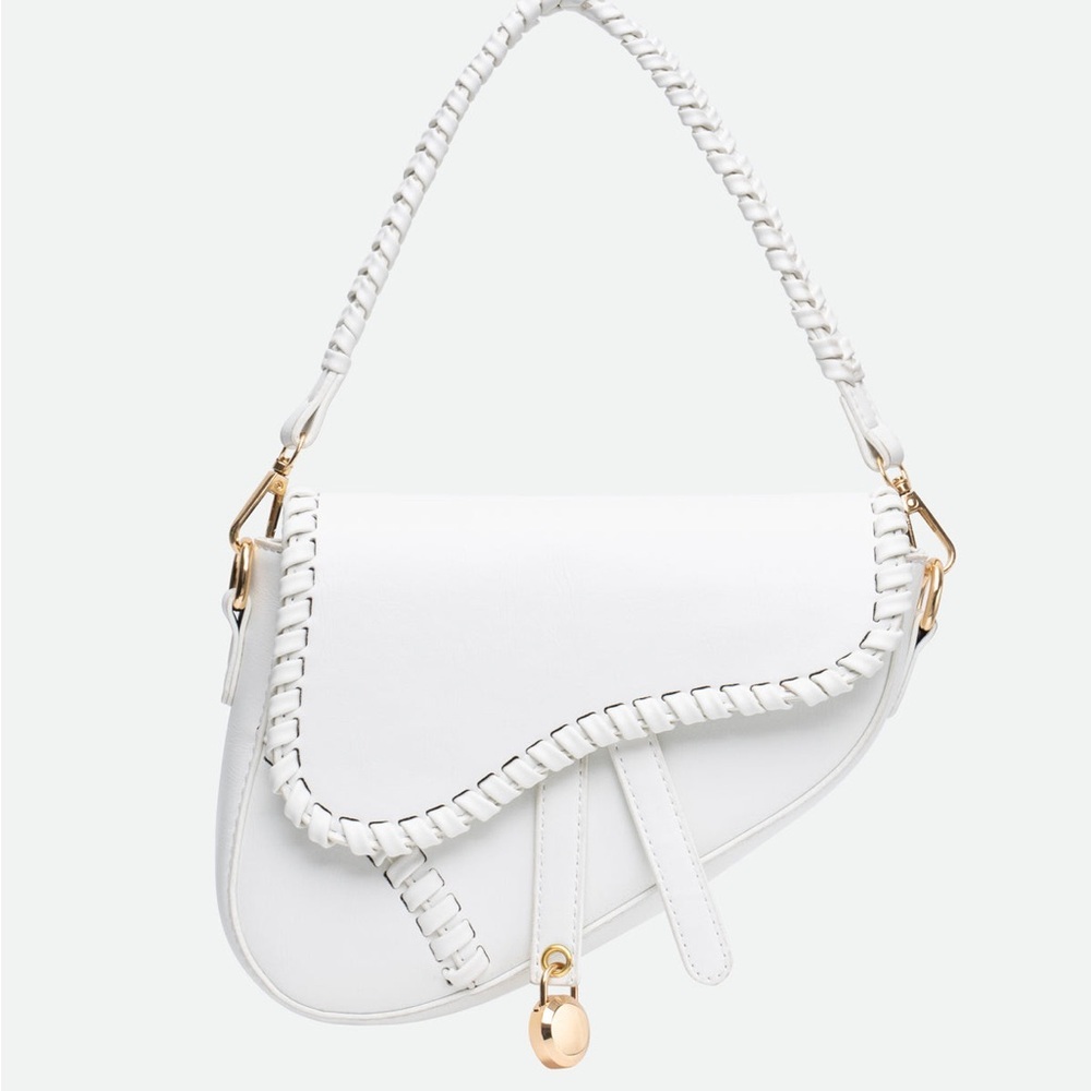 Valentina Rose Saddle Bag in White OS